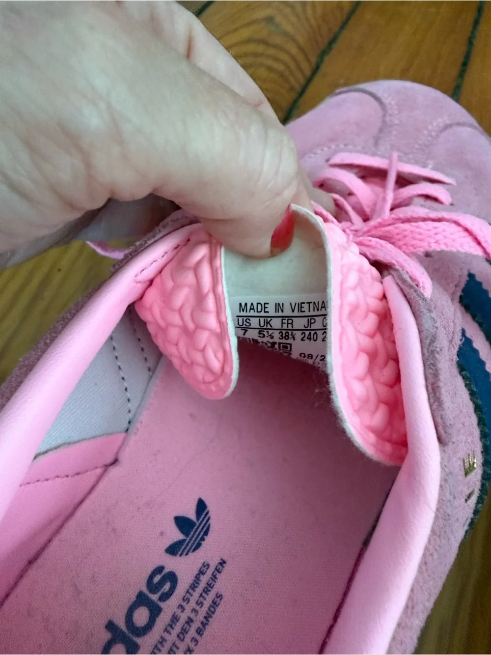 adidas Pink Gazelle Sneakers with Navy Stripes